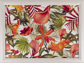 Podnos na nohy s motívom kvetín Flowers white - 43*33*7cm