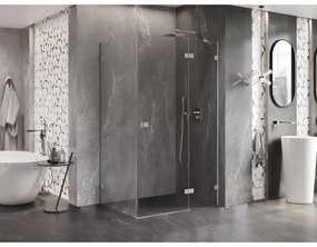 Mexen Lunar, 1-krídlový sprchový kút, pravý, 90 x 80 cm, 8mm číre sklo, brúsená oceľ profil, 834-090-080-97-00-P