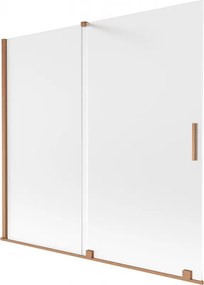 Mexen Velar, 2-krídlová posuvná vaňová zástena 170 x 150 cm, 8mm sklo námraza, medená matná, 896-170-000-31-65