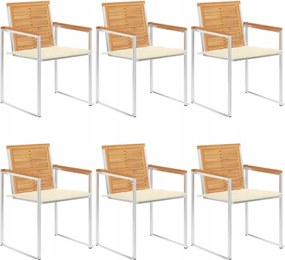 vidaXL Záhradné stoličky 6 ks s podložkami tíkový masív