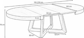 Rozkladací jedálenský stôl OLIA 130-230cm dub