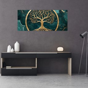 Obraz – Zlatý strom života v mramore (120x50 cm)