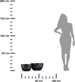 PLASTOVÝ KVETINÁČ STRIPPED ECO SADA 2KS 16X30 CM+15X24 CM ČIERNA