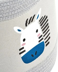Textilný úložný vak, vrece, kôš s motívom zebry, s držadlami ZEBRA