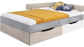 Posteľ Sigma betón/biela/dub 124 SI16