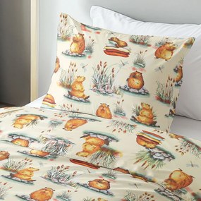 Biante Detské bavlnené posteľné obliečky Sandra SA-710 Kapybary na krémovom Jednolôžko 140x200 a 70x90 cm