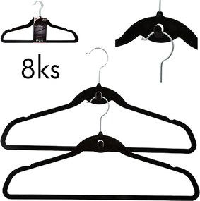 5Five® Vešiaky semišové čierne s háčikom, sada 8ks