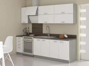 Kuchyňa Brunea 200 cm (sivá + lesk biely). Vlastná spoľahlivá doprava až k Vám domov. 1018241
