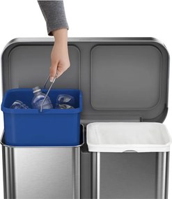 Pedálový odpadkový kôš na triedený odpad z nerezovej ocele 58 l Dual - simplehuman