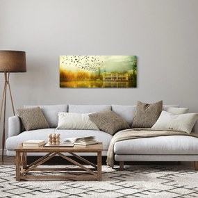 Obraz maľované krajiny so sídlom (120x50 cm)