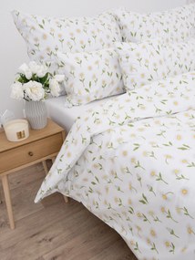 Francúzske bavlnené obliečky Renforcé - Sedmokrásky biele