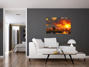 Obraz - Stádo slonov (90x60 cm)