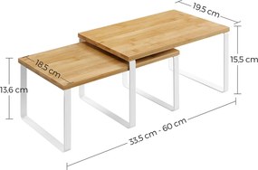 Sada bambusových organizérov CEZAR, 2ks, hnedá/biela SongmicsHome