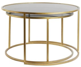 Sklenené okrúhle konferenčné stolíky v súprave 2 ks v zlatej farbe ø 75 cm Duarte - Light &amp; Living