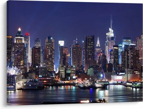 Obraz - Osvetlené New Yorské mrakodrapy (70x50 cm)