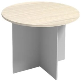 Rokovací stôl s guľatou doskou PRIMO FLEXI, priemer 1000 mm, sivá / breza