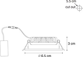 Zástenný bodový reflektor čierny výkyvný 6,5 cm vrátane LED IP54 Ultra Slim - Pupil