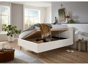 Biela čalúnená dvojlôžková posteľ s úložným priestorom s roštom 140x200 cm Mattis – Meise Möbel