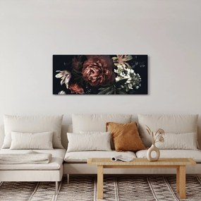 Obraz - Temné kvety (120x50 cm)