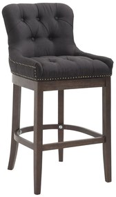 Barová stolička Buckingham látka, drevené nohy tmavá antik - Čierna
