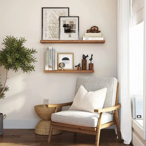 Nástenná plávajúca polica, 60 cm, rustikálna hnedá