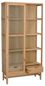 Vitrína v dekore duba s posuvnými dverami v prírodnej farbe 100x203 cm Hazelton – Rowico