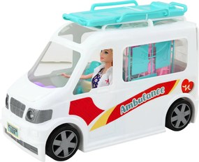 LEAN Toys Mobilná nemocnica sanitka s nosidlami 2v1 bábika lekár príslušenstvo