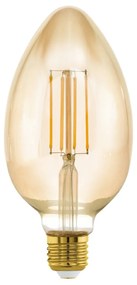 EGLO Retro stmievateľná filamentová LED žiarovka, E27, B80, 4,5 W, 470lm, 2200K, teplá biela, jantárová