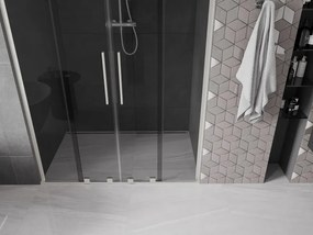Mexen Velar L Duo, posuvné sprchové dvere do otvoru 150 cm, 8mm šedé sklo, brúsená oceľ, 871-150-003-42-97