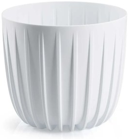 PLASTOVÝ KVETINÁČ STRIPPED 18X15,5 CM BIELA