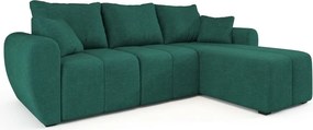 Rozkladacia obojstranná sedacia súprava do L SEVIO 246x145 cm, fľaškovozelená + 2 vankúšiky ZDARMA
