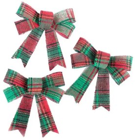 Vianočná dekorácia BOWE mašľa, károvaná 711114 (3 ks)