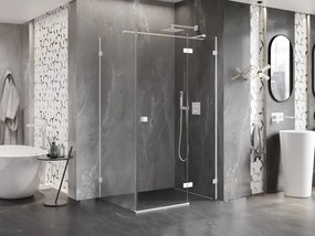 Mexen Lunar T, výklopný sprchový kút pravý 70 x 120 cm, 8mm číre sklo, biely profil, 834T-070-120-20-00-P