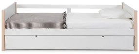 Detská posteľ z borovicového dreva s výsuvným lôžkom v bielo-prírodnej farbe 90x190 cm Kiara – Marckeric