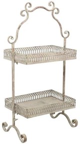 Šedý dvojposchodový kovový etažér s patinou ArtFerro - 35*24*71 cm