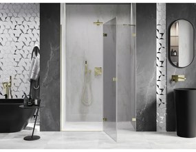 Mexen, Mexen Lunar pravé otočné sprchové dvere 135 cm, transparentné, zlaté - 834-135-000-50-00-P