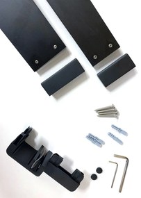 Kovová polica a vešiak na uteráky MAXMAX Rea EVO - na 8mm zásteny - čierna matná