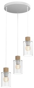 Luster na lanku MADERA 3xE27/60W/230V biela/drevo