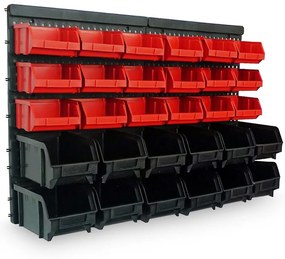 Závesný organizér do dielne ORDER, 30 boxov, 64x2x38cm, červená/čierna Monzana