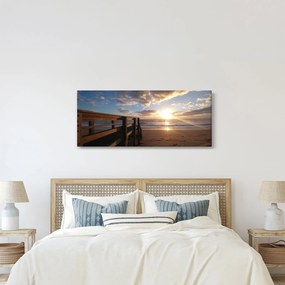 Obraz móla, pláže a more (120x50 cm)