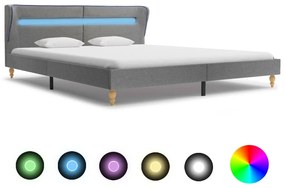 vidaXL Rám postele s LED svetlom bledosivý látkový 180x200 cm