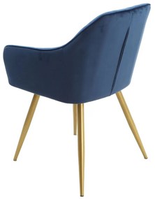 ČALÚNENÁ STOLIČKA NIKA MODRÁ ZAMAT + ZLATÁ