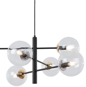 Závesne svietidlo Paris, 6x číre sklenené tienidlo, B/G, X