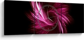 Obraz - ružová abstrakcia (s hodinami) (90x30 cm)