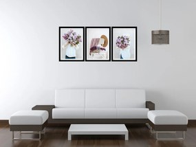 Gario Sada plagátov Nádherné kvety - 3 dielna Farba rámu: Zlatá, Veľkosť: 99 x 45 cm