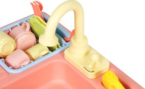 MULTISTORE Detský kuchynský drez s tečúcou vodou – hračkový drez na batérie, 12 ks príslušenstva