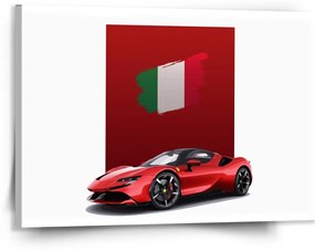 Sablio Obraz Ferrari Italská vlajka na červeném bloku - 150x110 cm