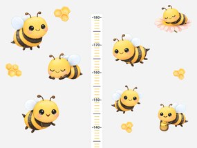 Meter včiel a včielok textilní prelepiteľné nálepky na stenu výška 160 cm