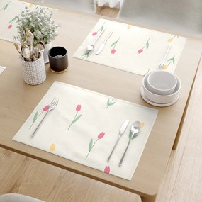 Goldea prestieranie na stôl 100% bavlnené plátno - tulipány - sada 2ks 30 x 40 cm