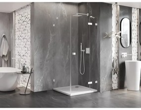 Mexen Lunar, pravostranný výklopný sprchový kút 70 x 70 cm, 8mm číre sklo, biely profil, 834-070-070-20-00-P